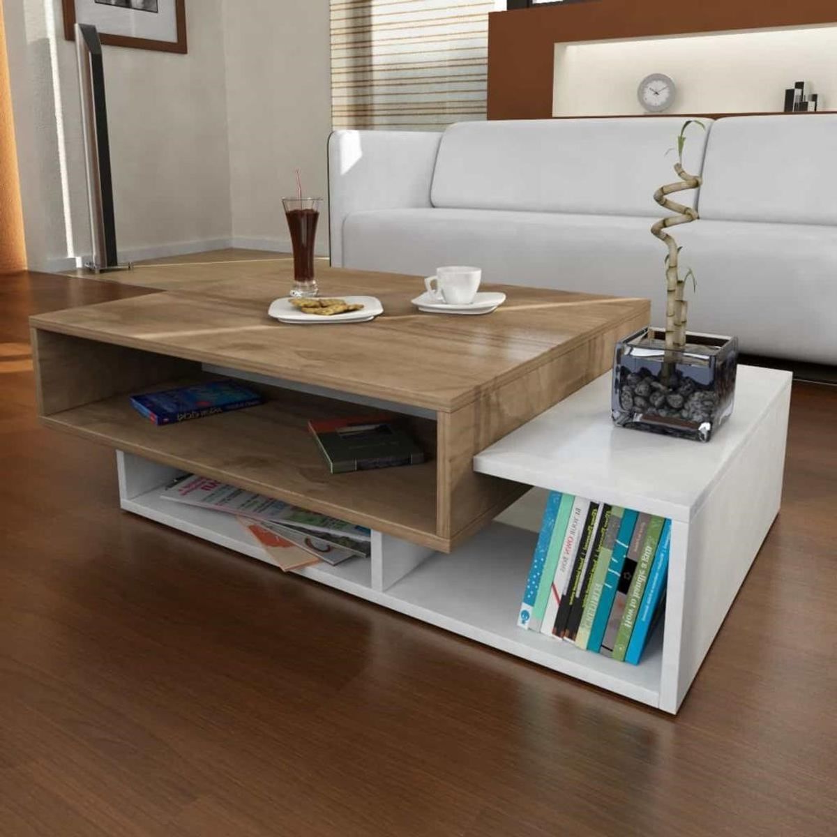 TU MESITA - Mesa de Centro Romaña color BlancoMarrón TU MESITA