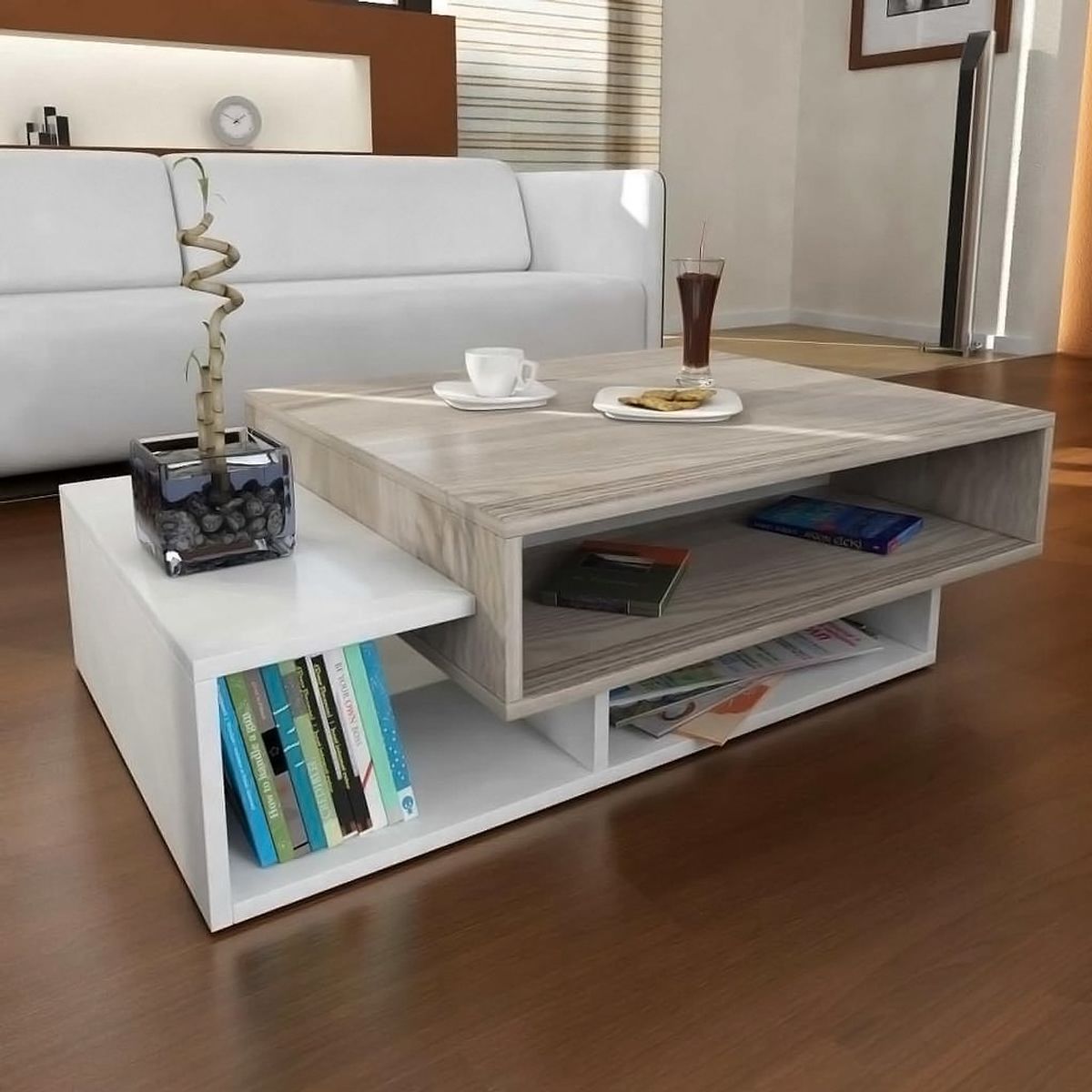 TU MESITA - Mesa de Centro Romaña color BlancoCeniza TU MESITA