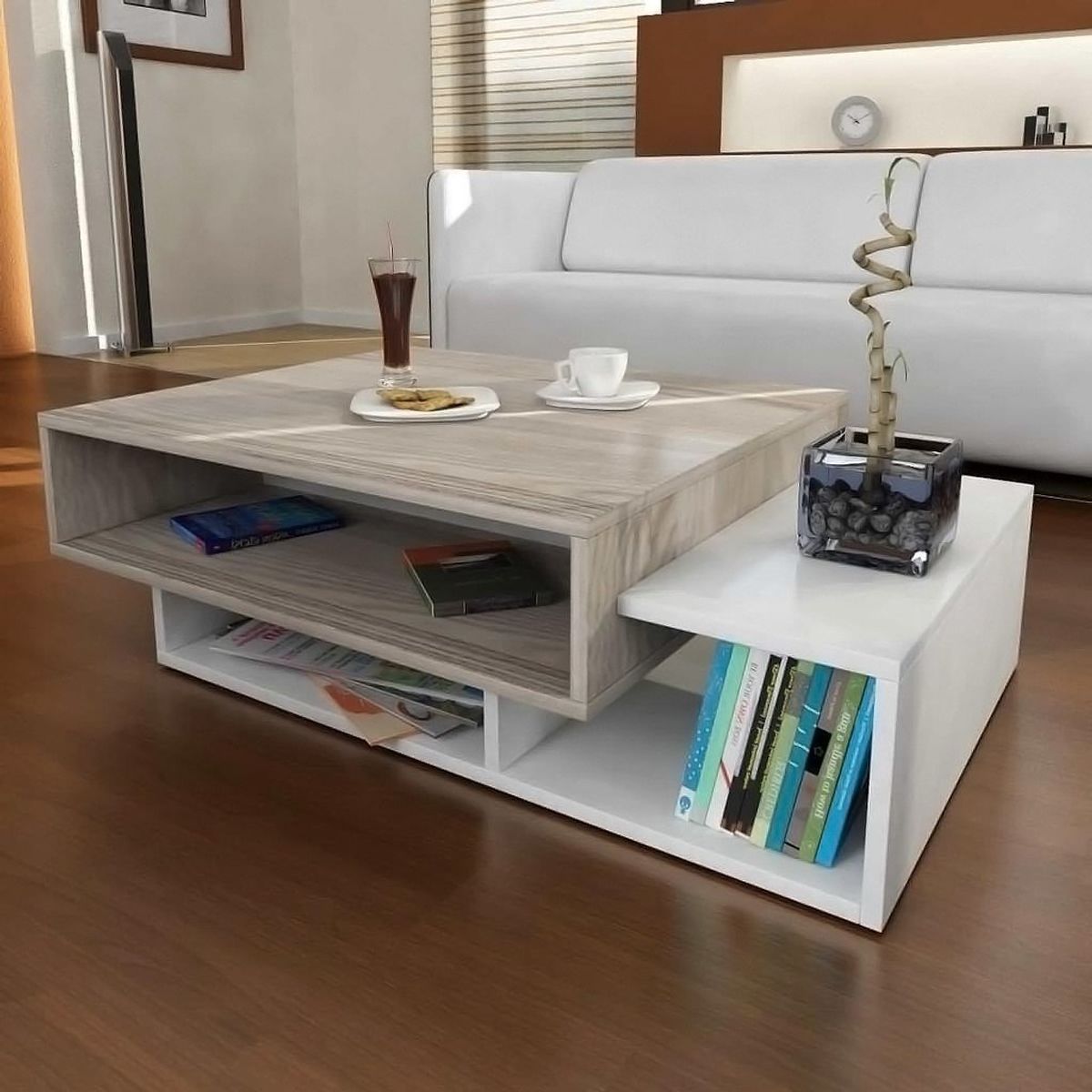 TU MESITA - Mesa de Centro Romaña color BlancoCeniza TU MESITA