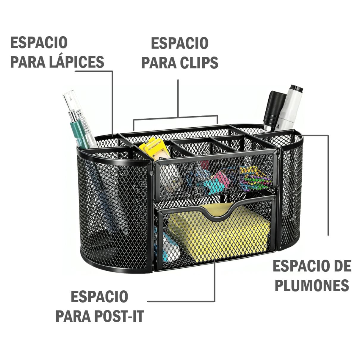 GENERICO - Organizador Portalapiceros para escritorio metálico