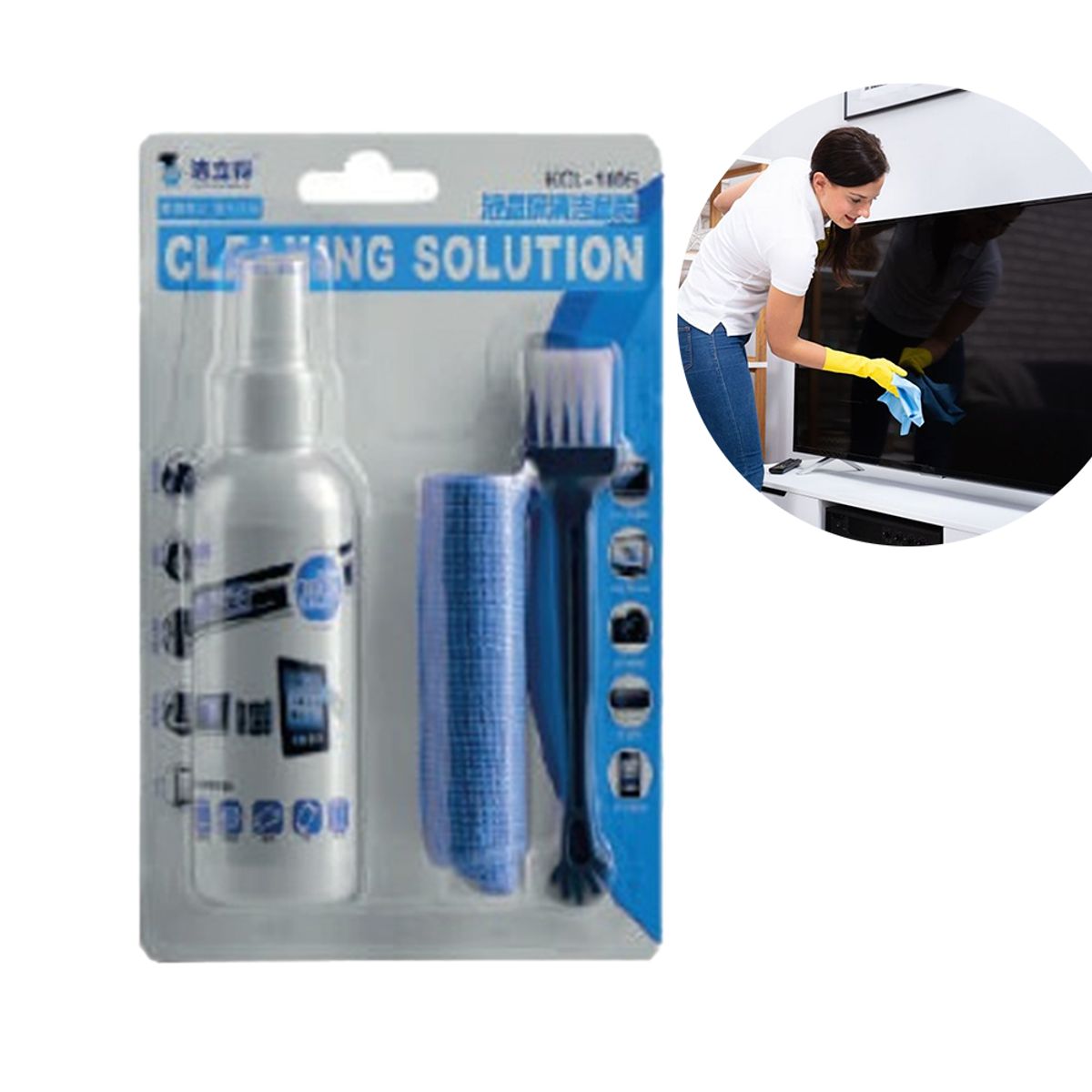 GENERICO - Limpiador de pantalla KCL-1005  Paño y Cepillo