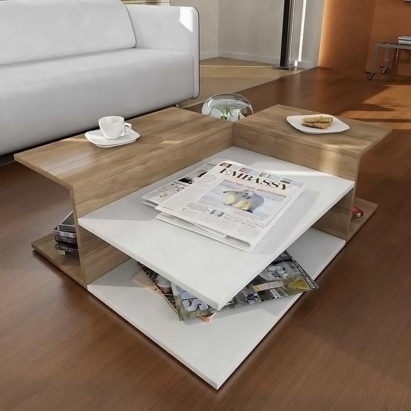 TU MESITA - Mesa de Centro Multiusos Persia color BlancoMarrón TU MESITA