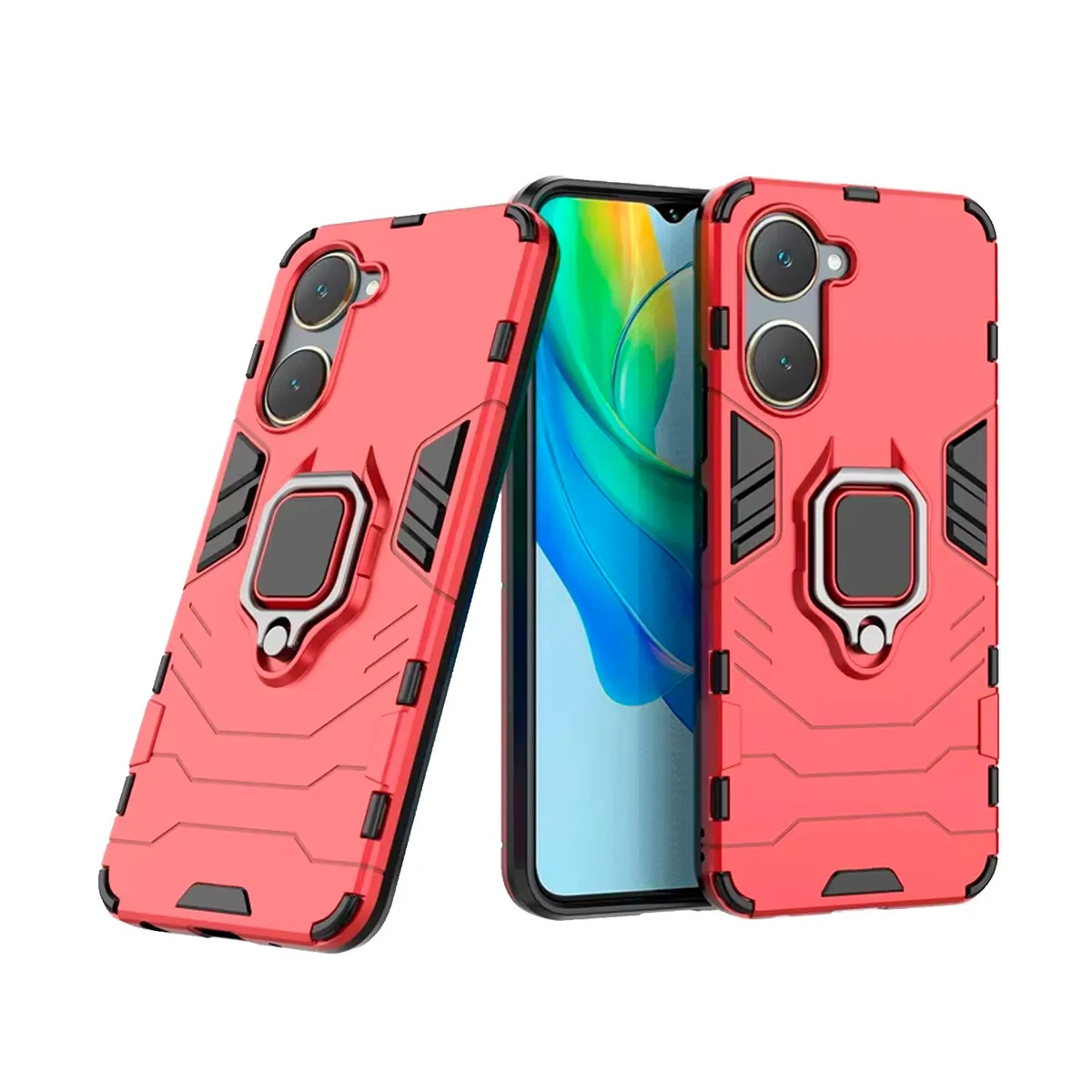 GENERICO - Case Funda Anti-Impacto Hibrido Robot VIVO Y18 VIVO Y28S - Rojo