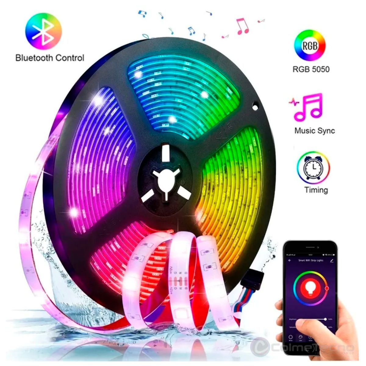 SEISA - Cinta Tira Led Rgb 5050 3 metros Aplicacion Luz Multicolor Decoration