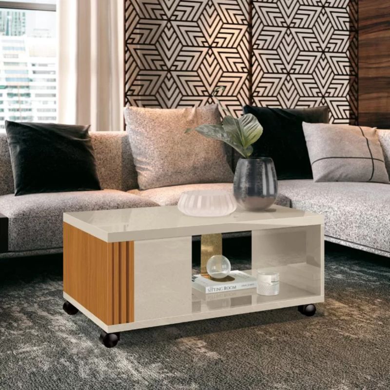 TU MESITA - Mesa de Centro Milena con Ruedas color Blanco TU MESITA