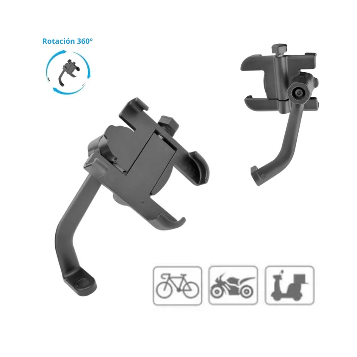 SEISA - Holder Soporte De Metal Aluminio Para Moto O Bicicleta Para GPS  NEGRO