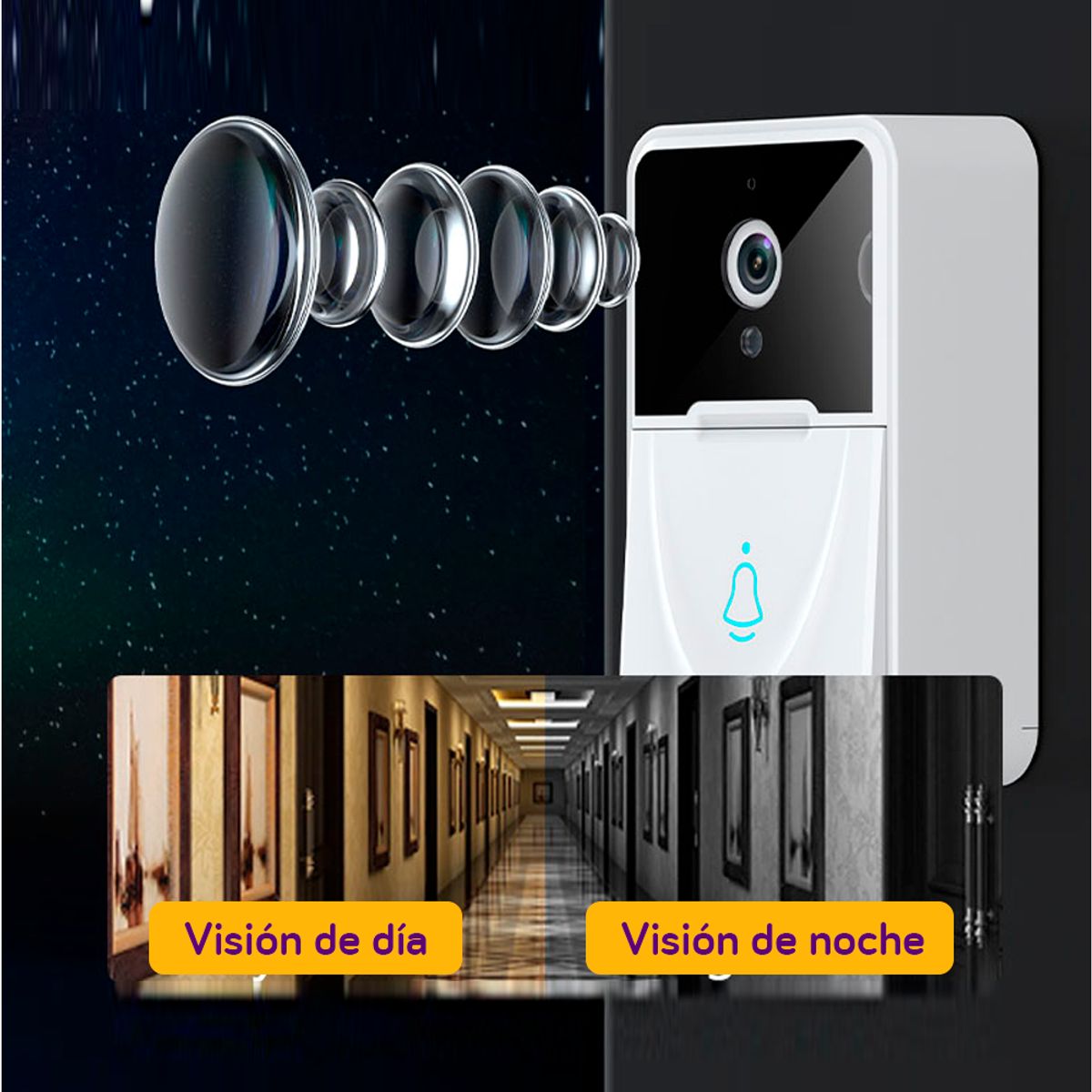 GENERICO - Cámara con Timbre Inalámbrico intercomunicador Vigila 247  visión nocturna HD
