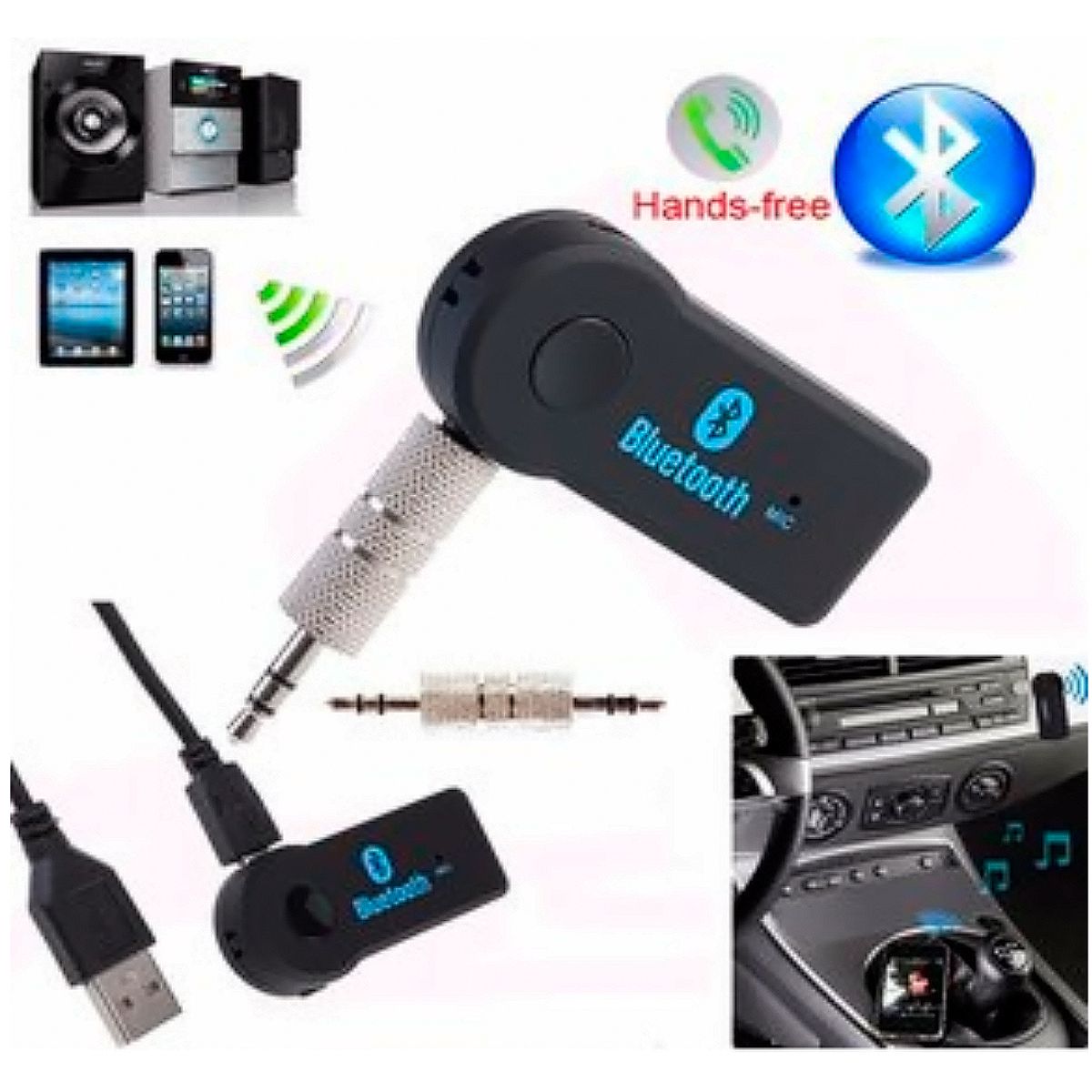 SEISA - Receptor Bluetooth De Audio Portatil Audio Auto Manos Libres