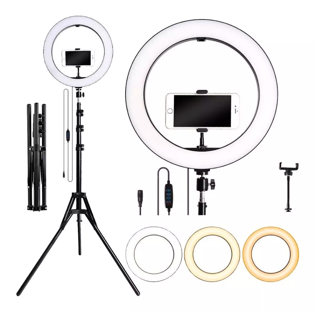 SEISA - Aro De Luz Led 26 CM + Soporte Para Celular + Tripode 2 Metros