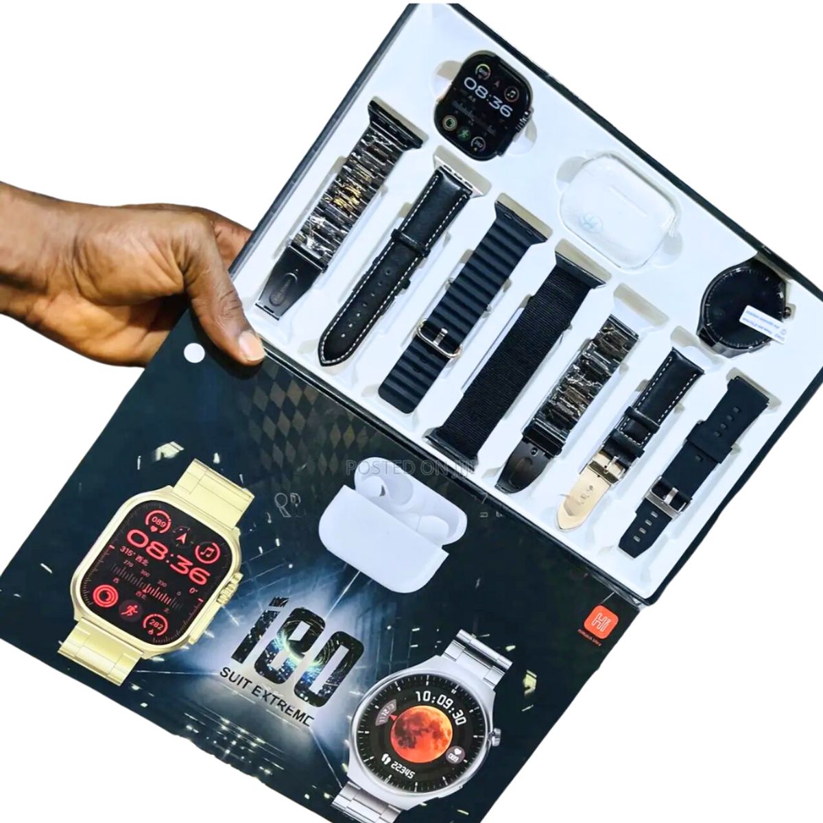 GENERICO - Reloj Smartwatch i80 Pack 10 en 1 - Negro