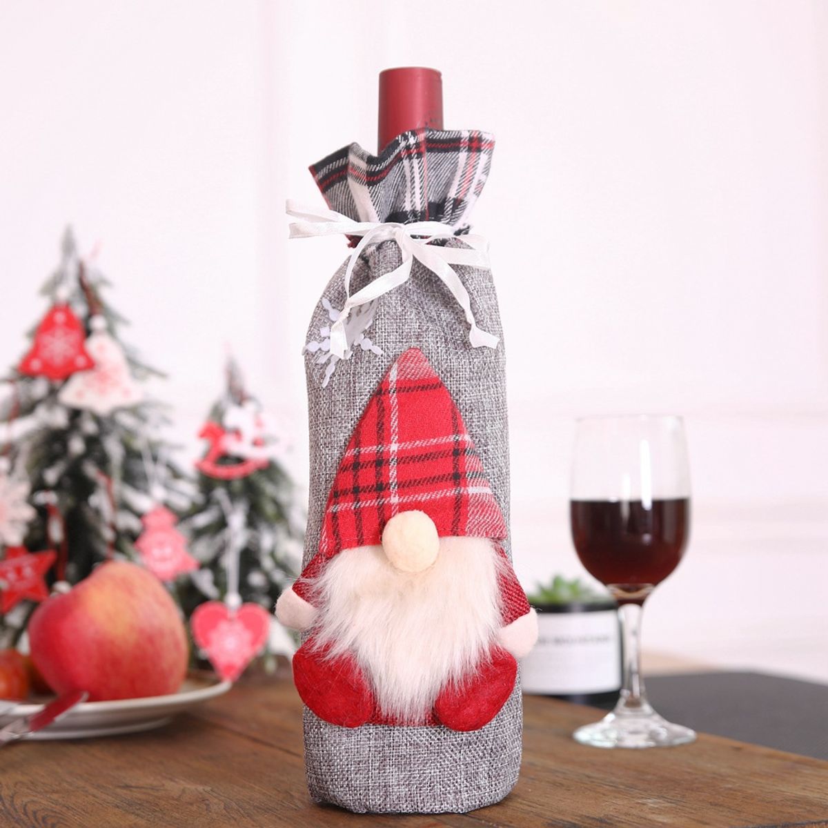 KAST PE - Porta Vino Navideño Santa GRIS - Diseño Exclusivo