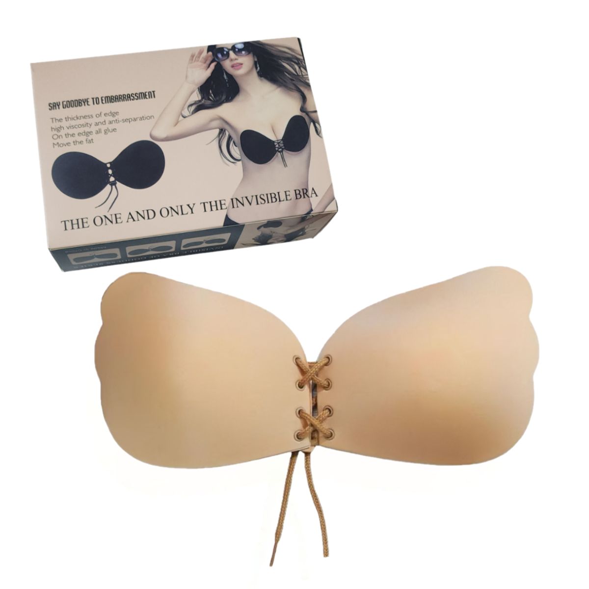 GENERICO - Brasier Sostén Sujetador Invisible Push up con adhesivo y cordón