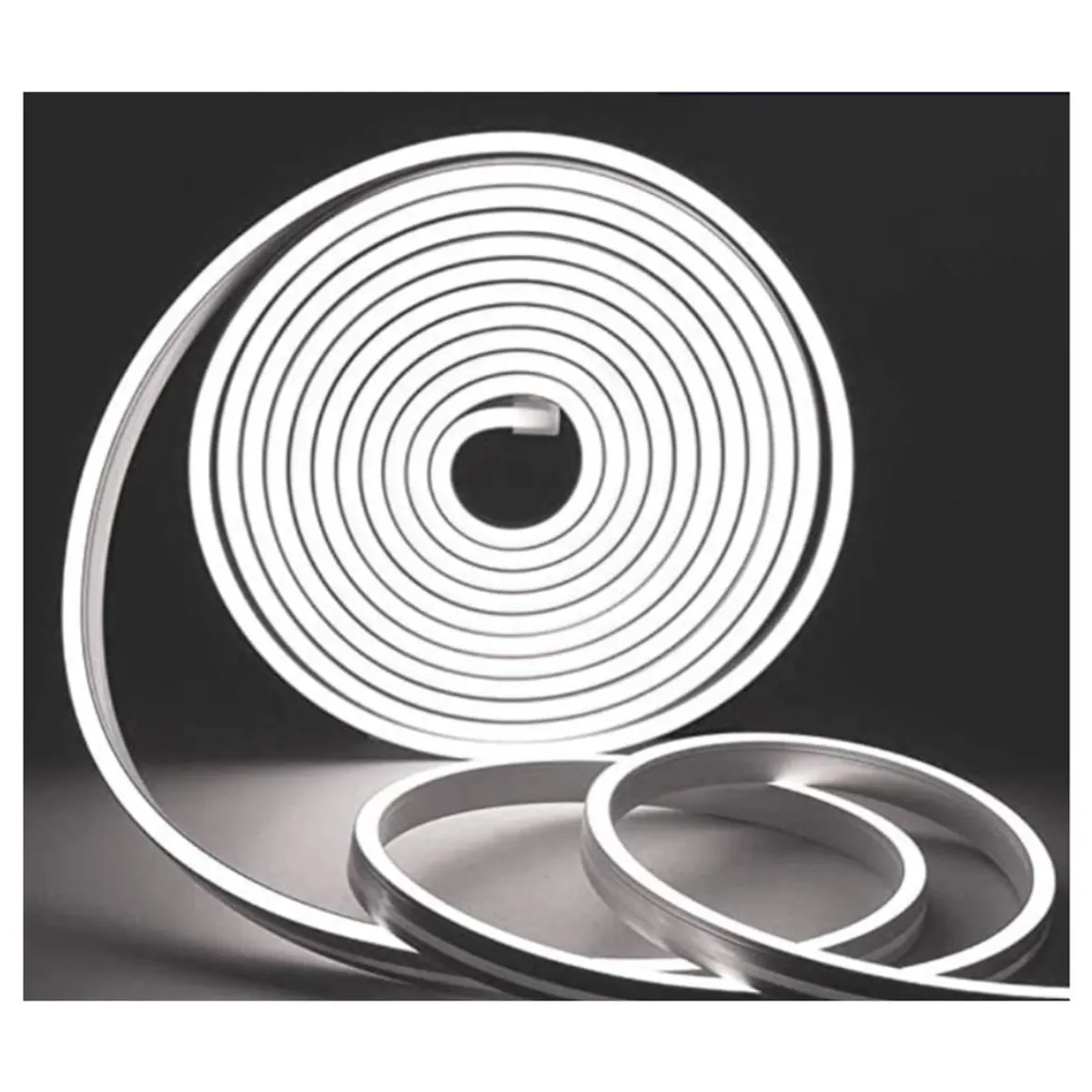 GENERICO - Cinta Led Neón de 5 metros 12v Flexible Blanco Frio