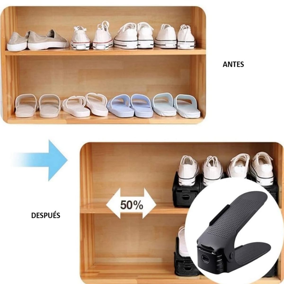 GENERICO - Pack De 6 Organizadores De Calzado Regulable
