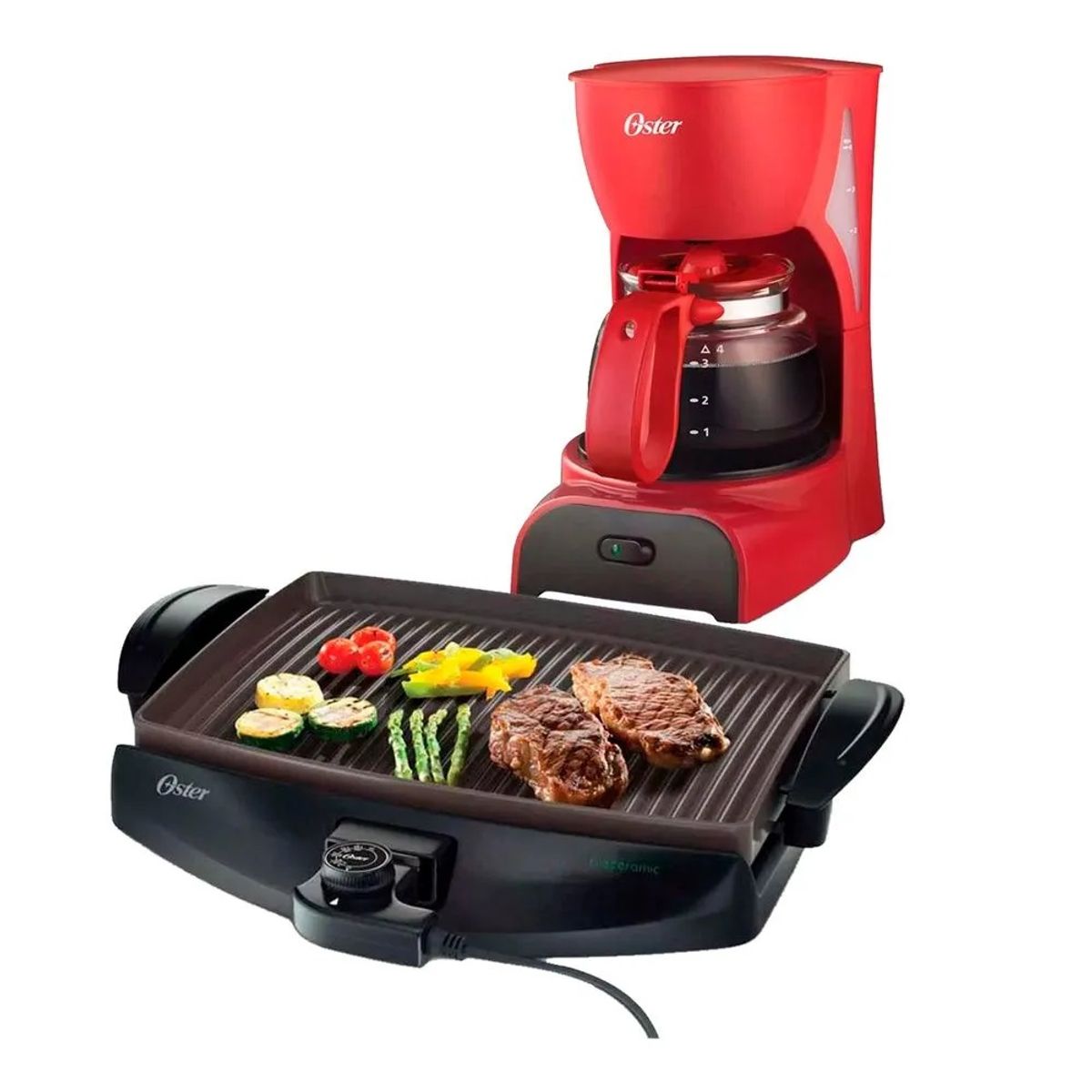 OSTER - Combo parrilla eléctrica ckstgr4768 + cafetera 4 tazas