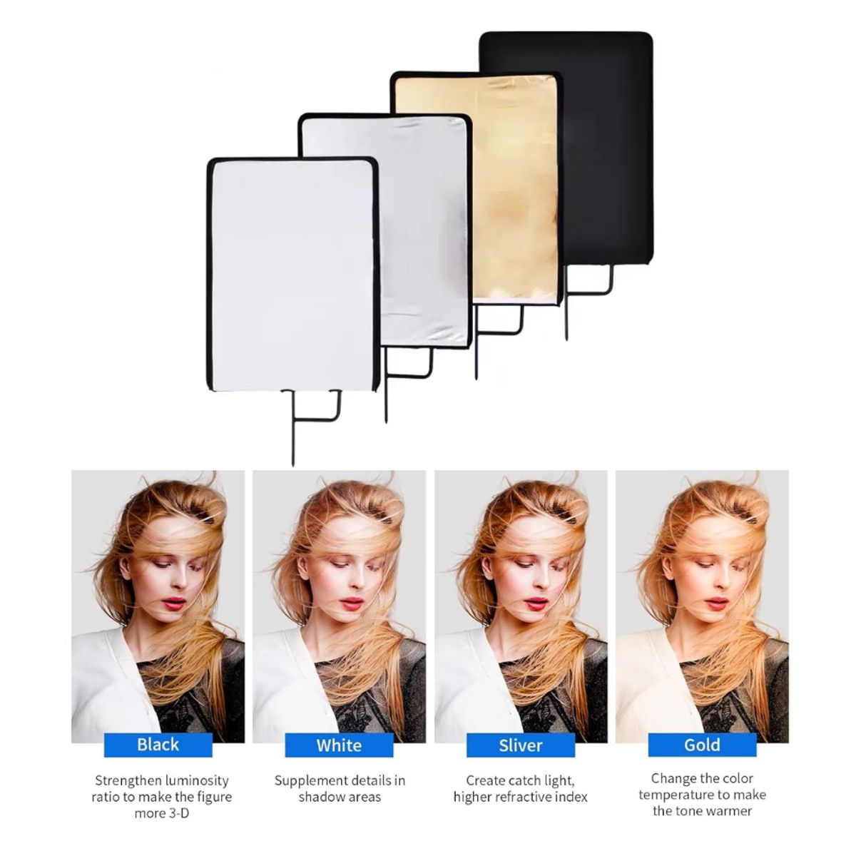 GENERICO - REBOTADOR RECTANGULAR 4 EN 1 DE 60 * 75cm para fotografia