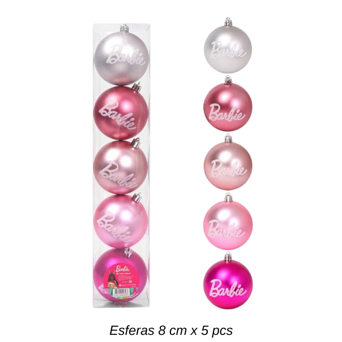 BARBIE - Set de Esferas de Navidad x 5 pcs Barbie Mod.1