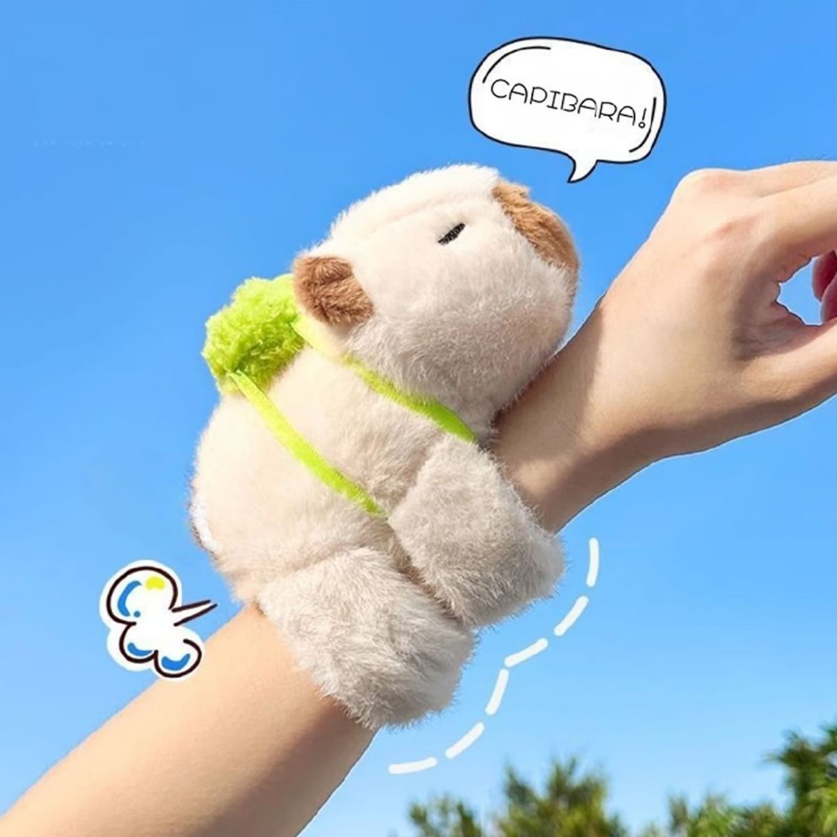 GENERICO - Peluche Capibara Brazalete y Pulsera  Blanco Béisbol