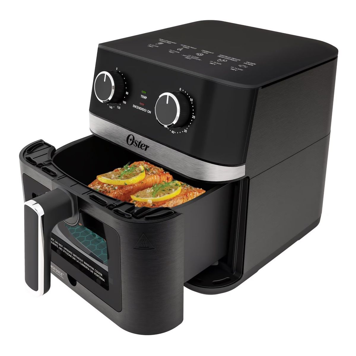 OSTER - Freidora de Aire ManualDiamondForce Ventana y Luz Interna 6L de Capacidad CKSTAF60WMDF