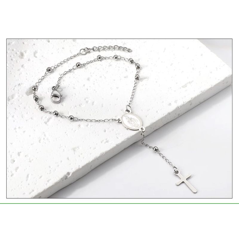 OEM - Pulsera Rosario Mujer en fino Acero Inoxidable Comunion Navidad