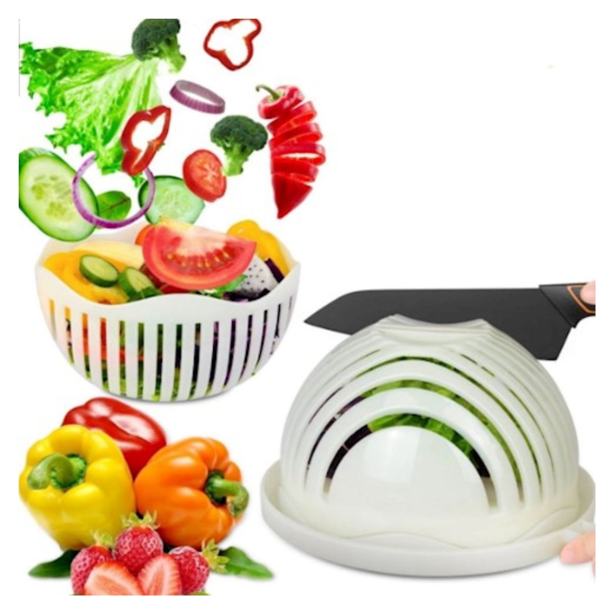 GENERICO - Pack 2 Ensaladera Multifuncional 3 En 1