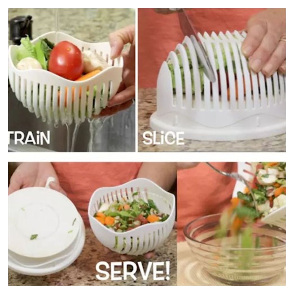 GENERICO - Pack 2 Ensaladera Multifuncional 3 En 1