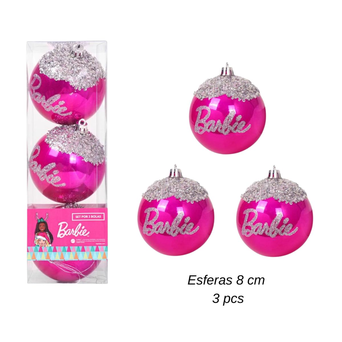 BARBIE - Set de Esferas de Navidad x 3 pcs Barbie Mod.4