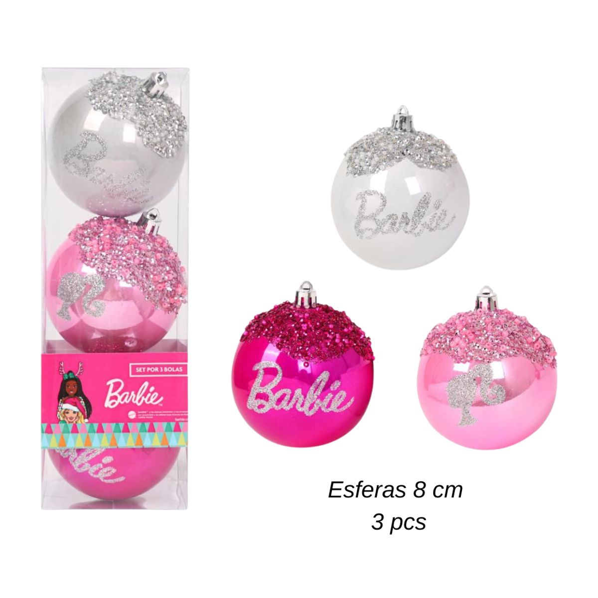 BARBIE - Set de Esferas de Navidad x 3 pcs Barbie Mod.5