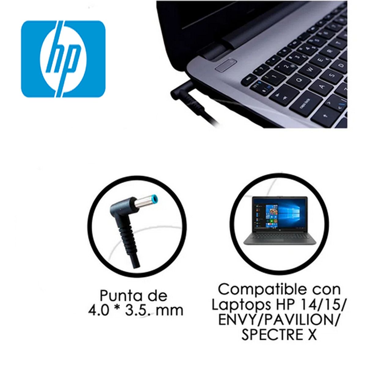 HPNOTIQ - Cargador Para HP  Punta Azul 19v - 3.33A - 65W