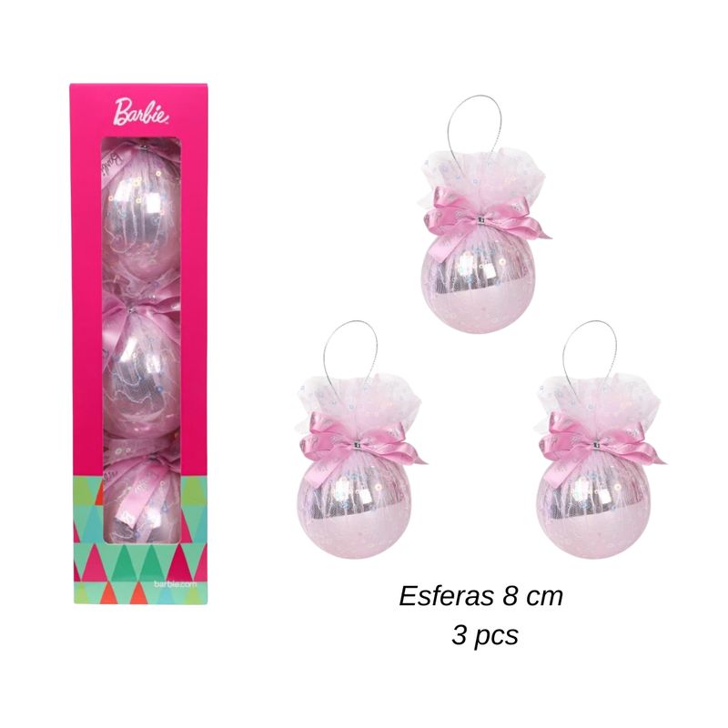 BARBIE - Set de Esferas de Navidad x 3 pcs Barbie Mod.6