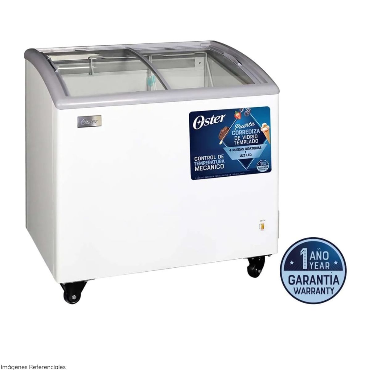 OSTER - Congeladora Oster con puerta de vidrio 208L OS-PSCFX7001W Blanco