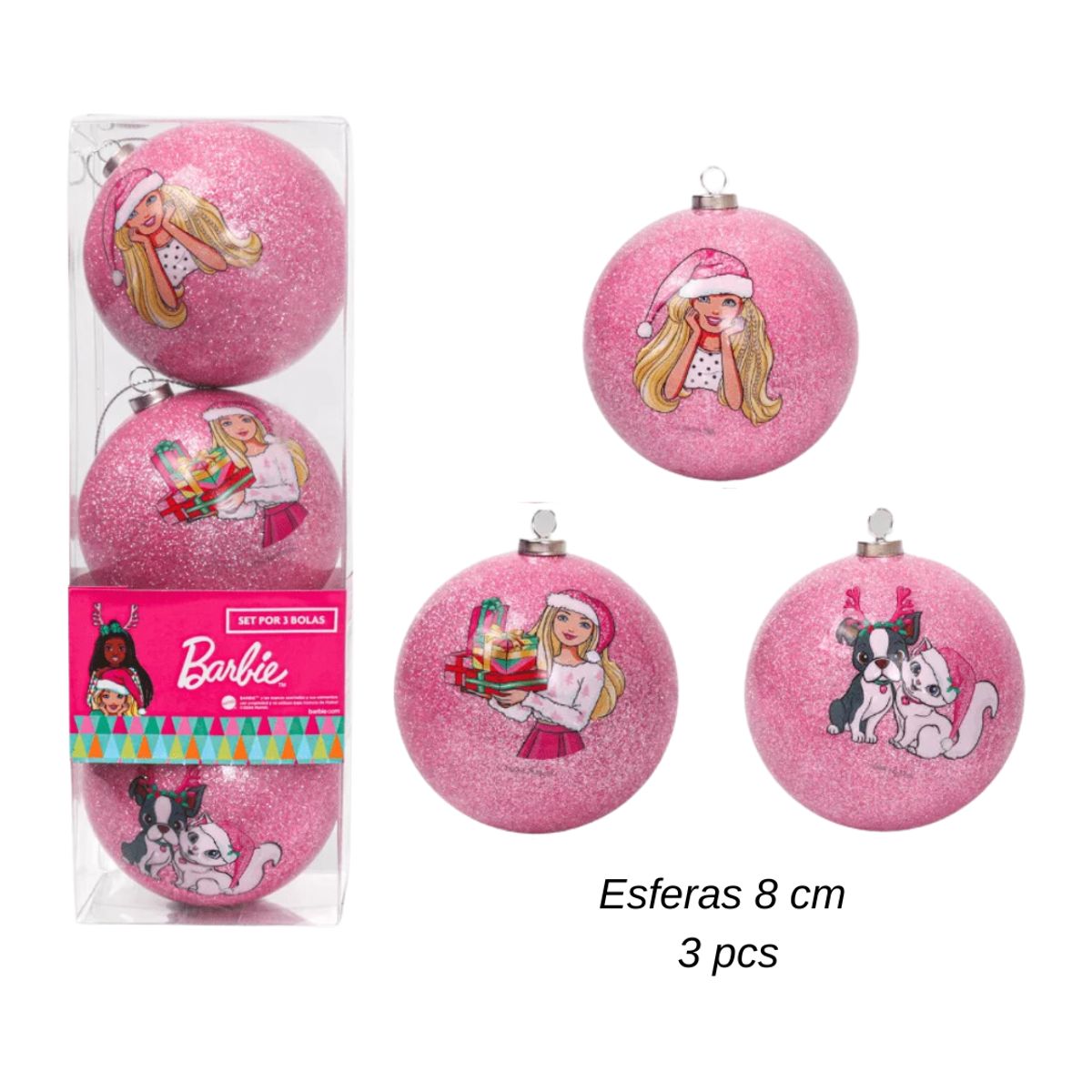 BARBIE - Set de Esferas de Navidad x 3 pcs Barbie Mod.7