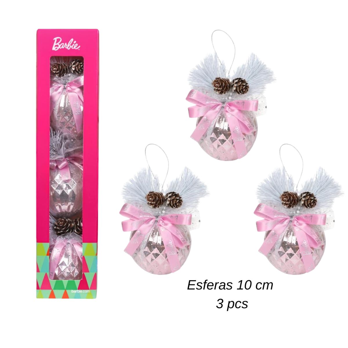 BARBIE - Set de Esferas de Navidad x 3 pcs Barbie Mod.10