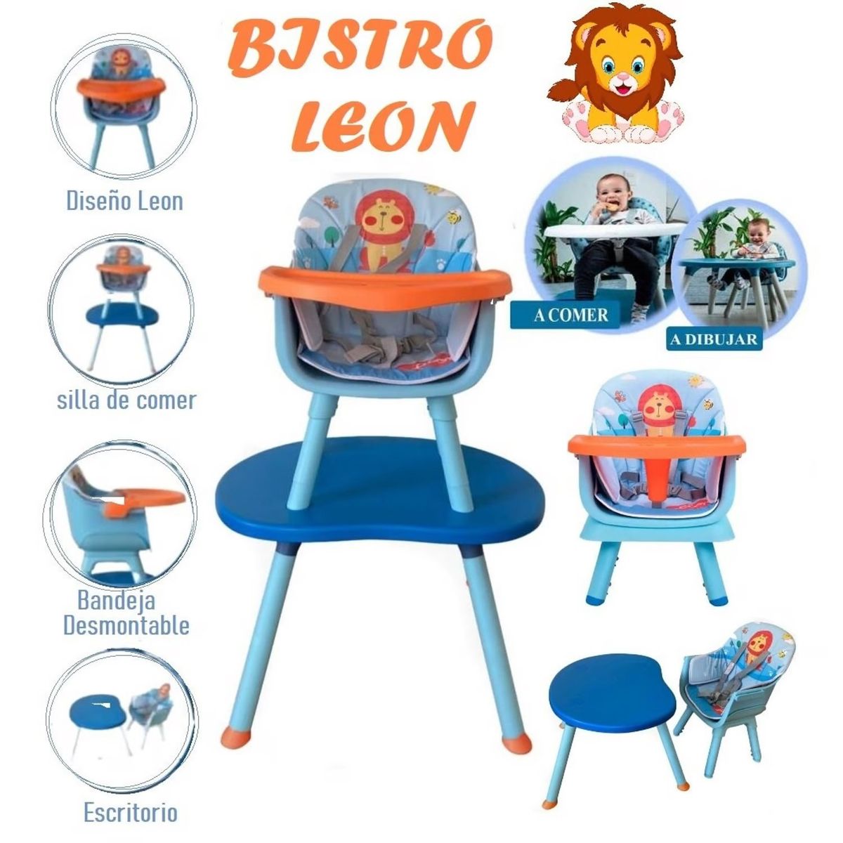 BABY KITS - Silla de comer escritorio Bistro 3 en 1