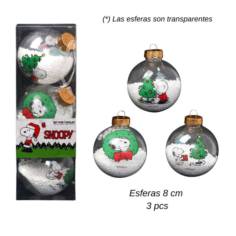 SNOOPY - Set de Esferas de Navidad x 3 pcs Snoopy Mod.5