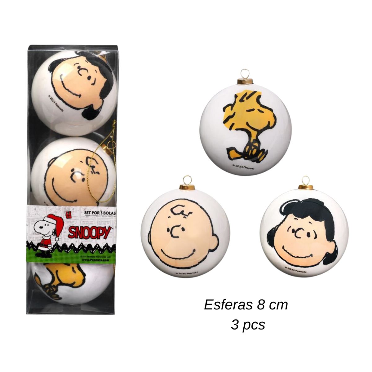 SNOOPY - Set de Esferas de Navidad x 3 pcs Snoopy Mod.6
