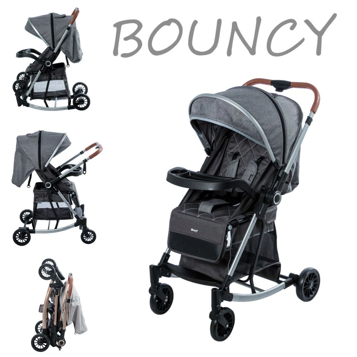 EBABY - Coche Mecedora Reversible BOUNCY EB116 -Gris