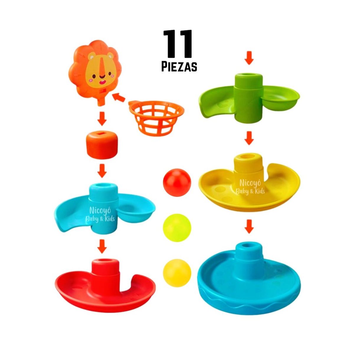 HUANGER - Torre de Pelotas Sonajeros de 5 Niveles para Bebés - León