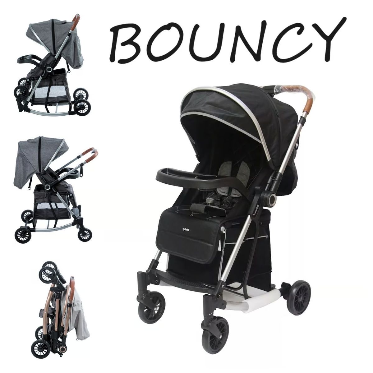 EBABY - Coche Mecedora Reversible BOUNCY EB116 -Negro