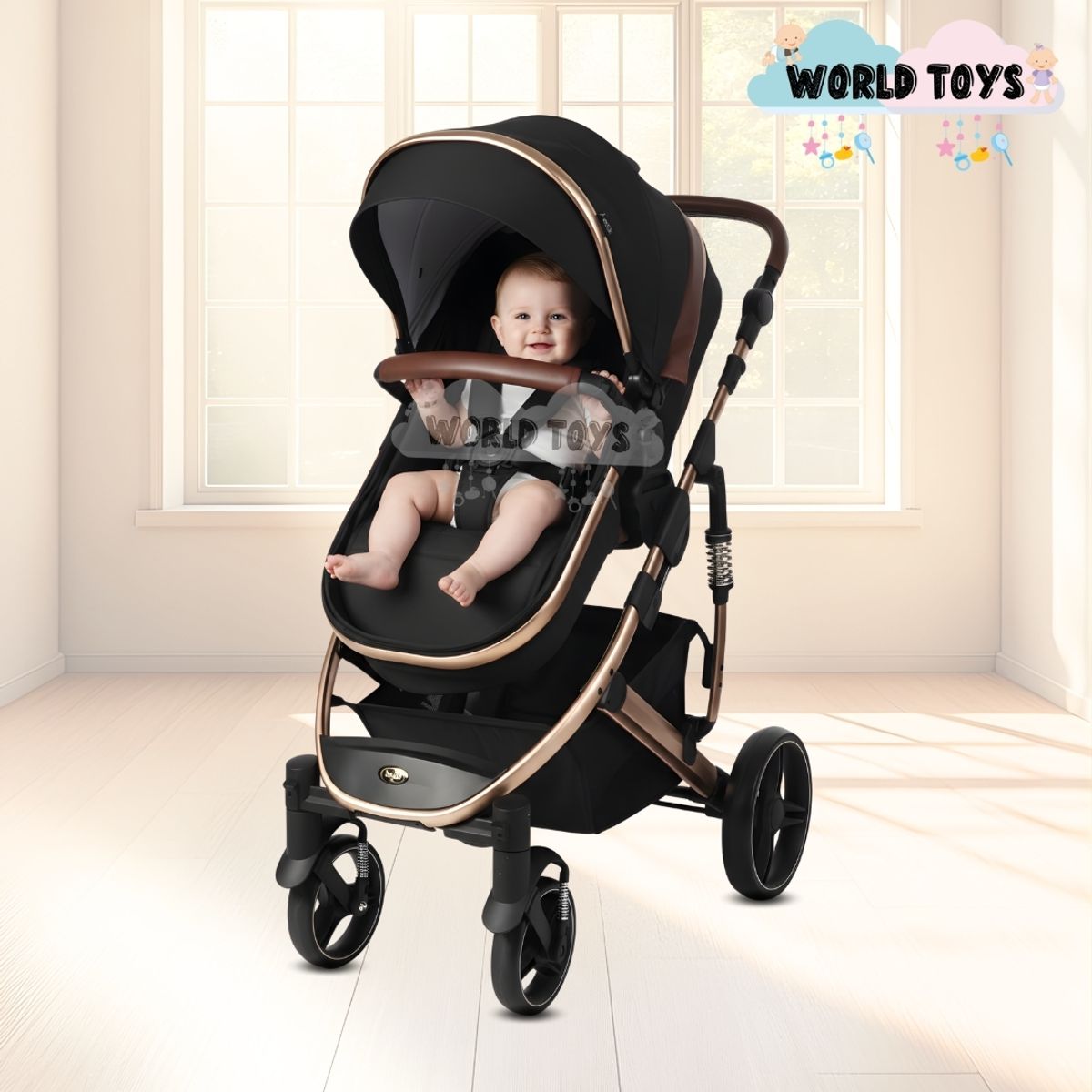 BABY - Coche Moisés de Lujo «HIREON» Black
