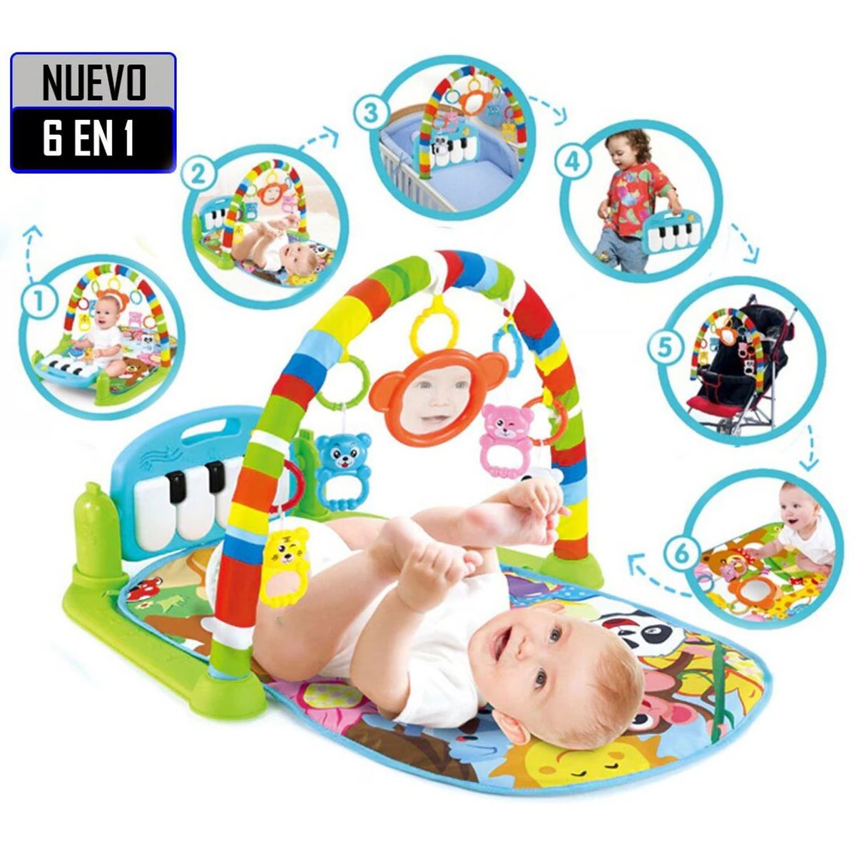 GENERICO - Gimnasio de Actividades Musical Piano 6 en 1 Verde