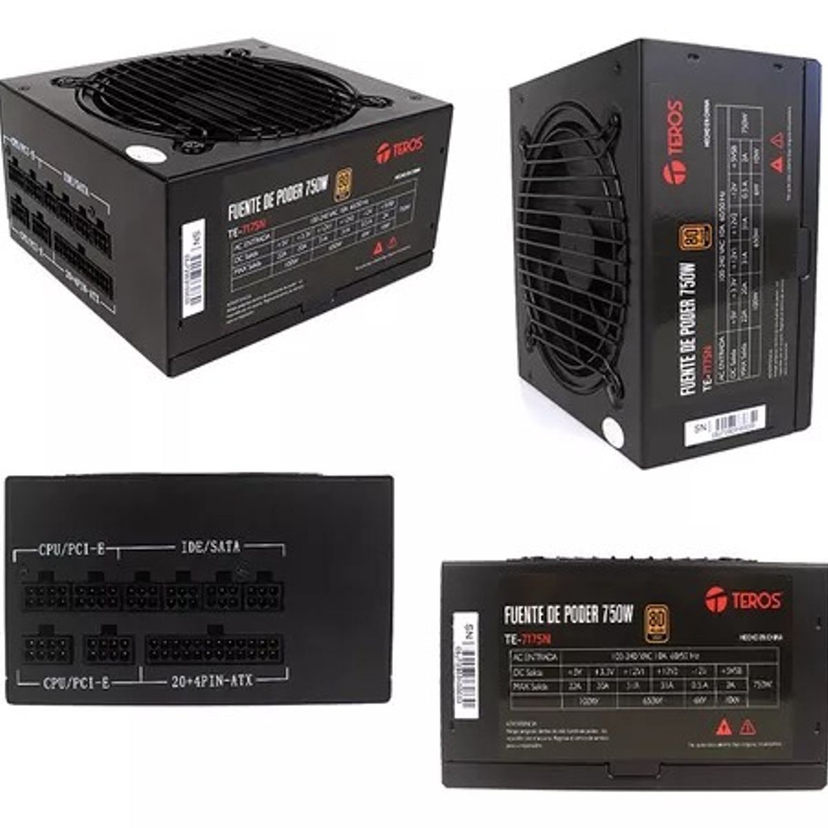 TEROS - Fuente De Poder Teros Te7175 750w 80+ Gold Full Modular Atx