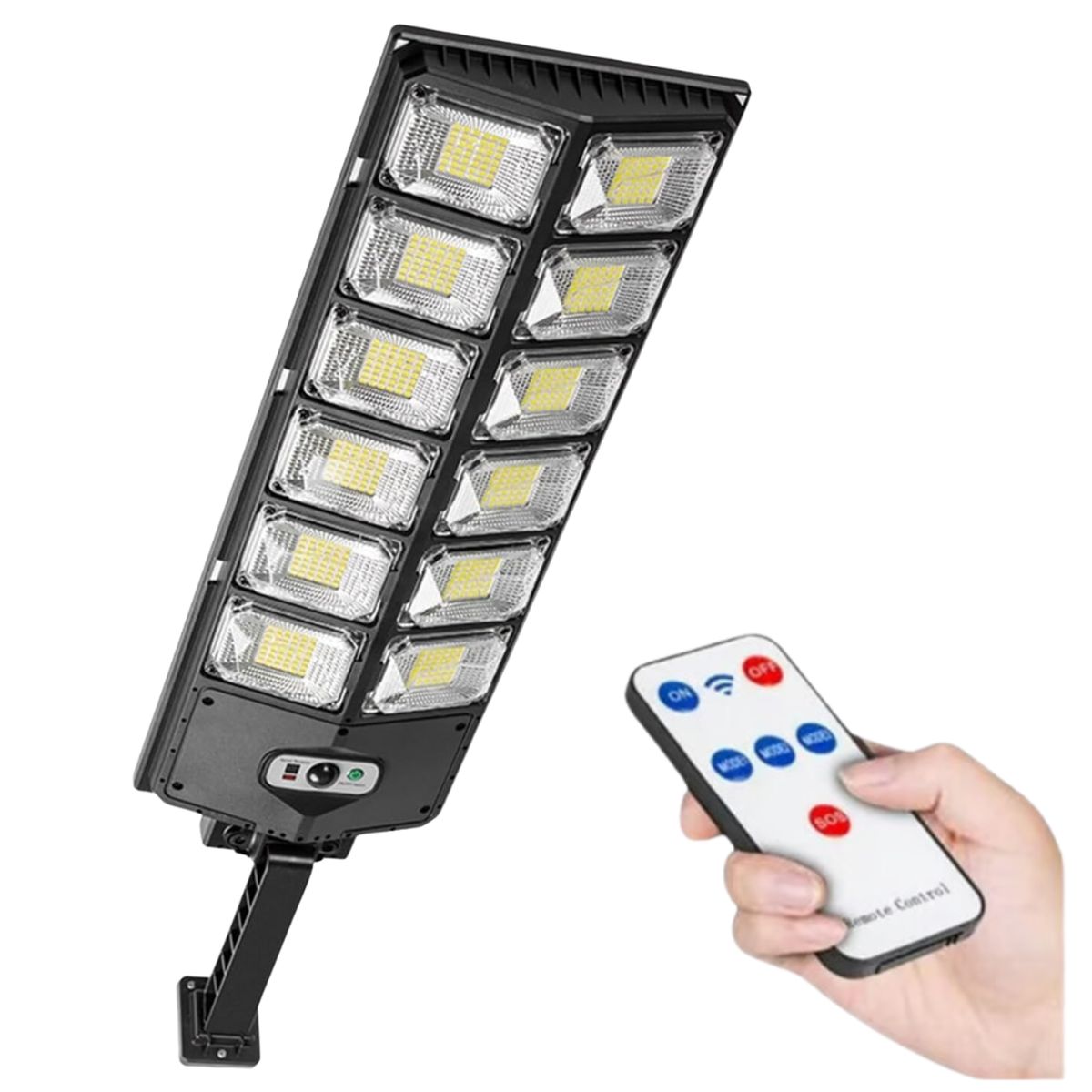 SEISA - Reflector Lampara Farola Luz LED Con Panel Solar Exterior 100W