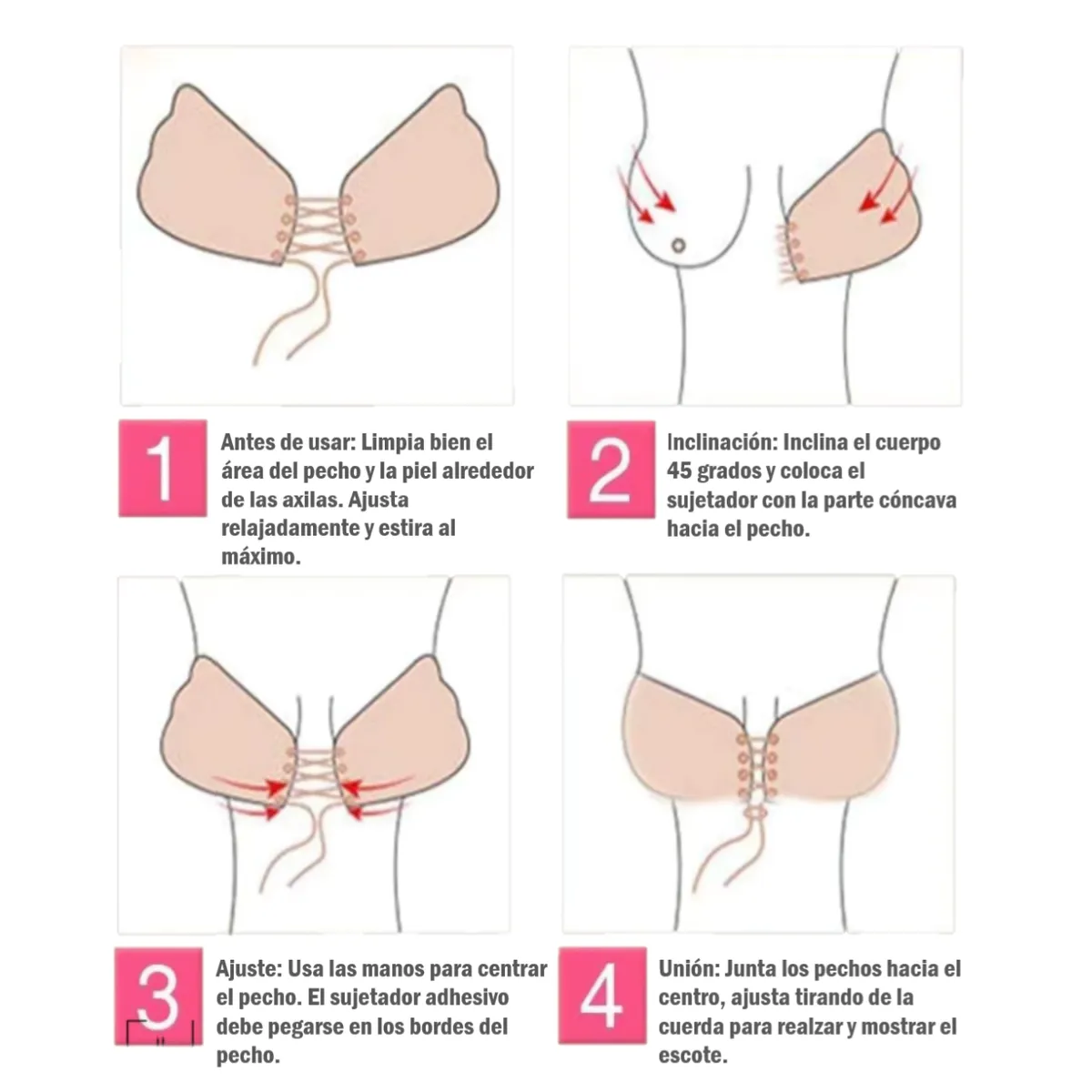 GENERICO - Brasier Sostén Sujetador Invisible Push up con adhesivo y cordón