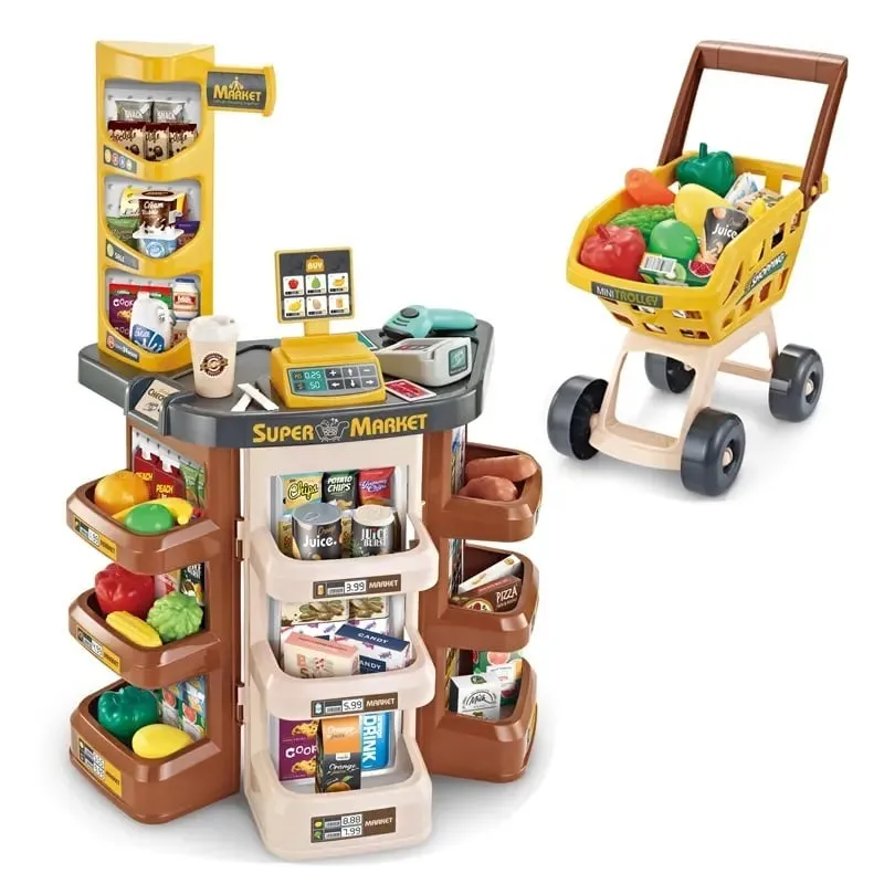 GENERICO - Supermercado y Coche de Compras Infantil con Accesorios