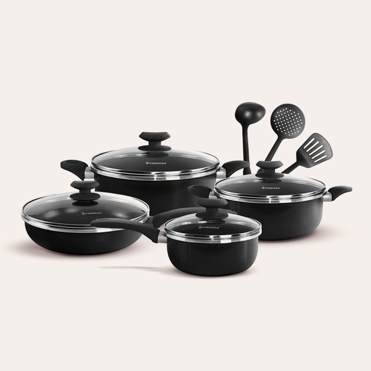 FINEZZA - Juego de ollas antiadherentes de 11 piezas