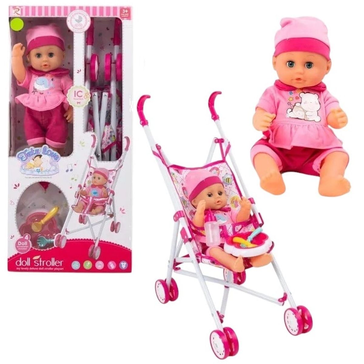 GENERICO - SET MUÑECA CON COCHE Y ACCESORIOS TUTU LOVE