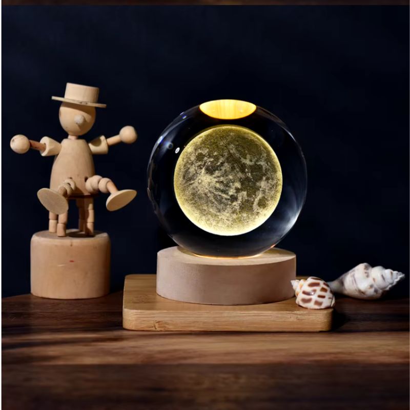 GENERICO - LAMPARA ESFERA DE CRISTAL 3D LUNA