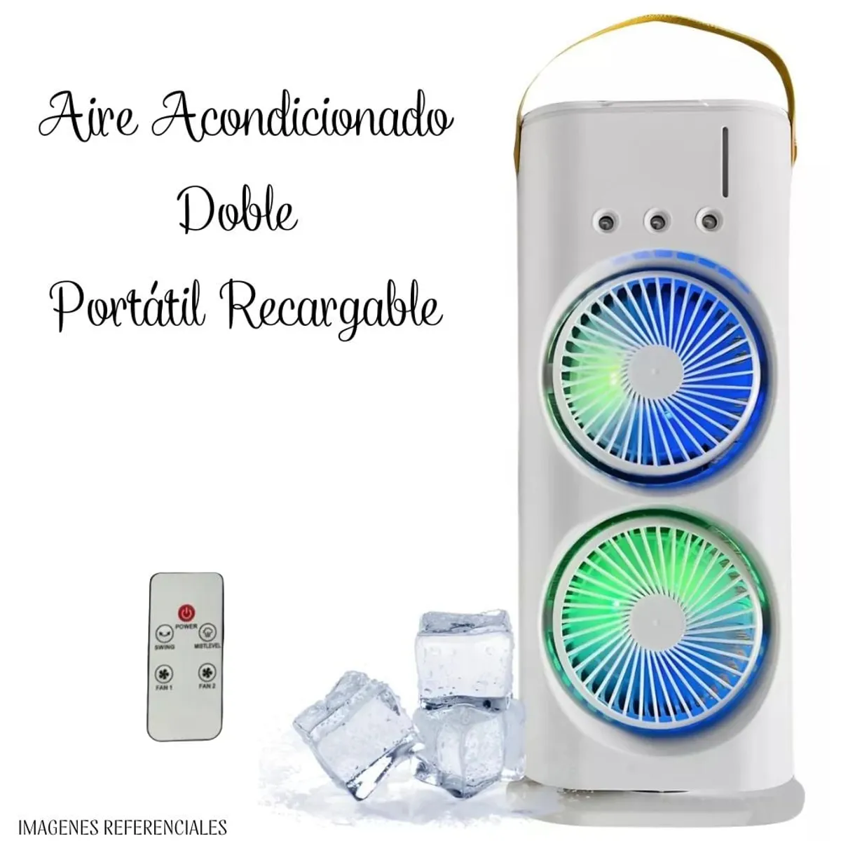 GENERICO - Ventilador - Aire acondicionado 3 en 1 con iluminacion Led–Recargable