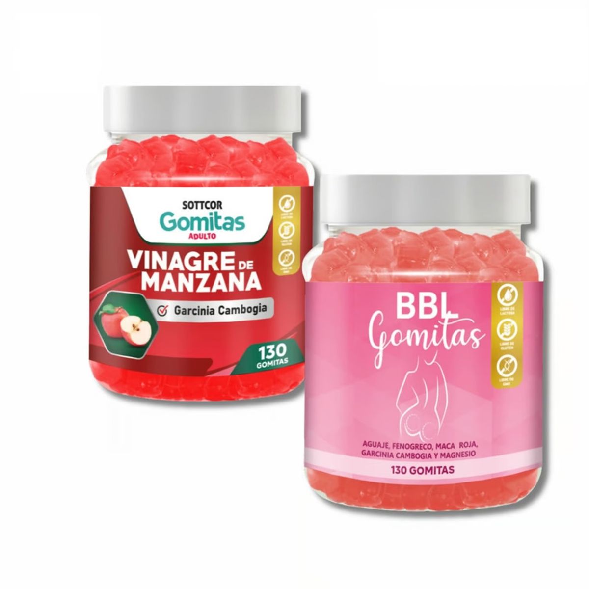 GENERICO - AGUAJE BBL EN GOMITAS + VINAGRE DE MANZANA SOTTCOR PACK 2